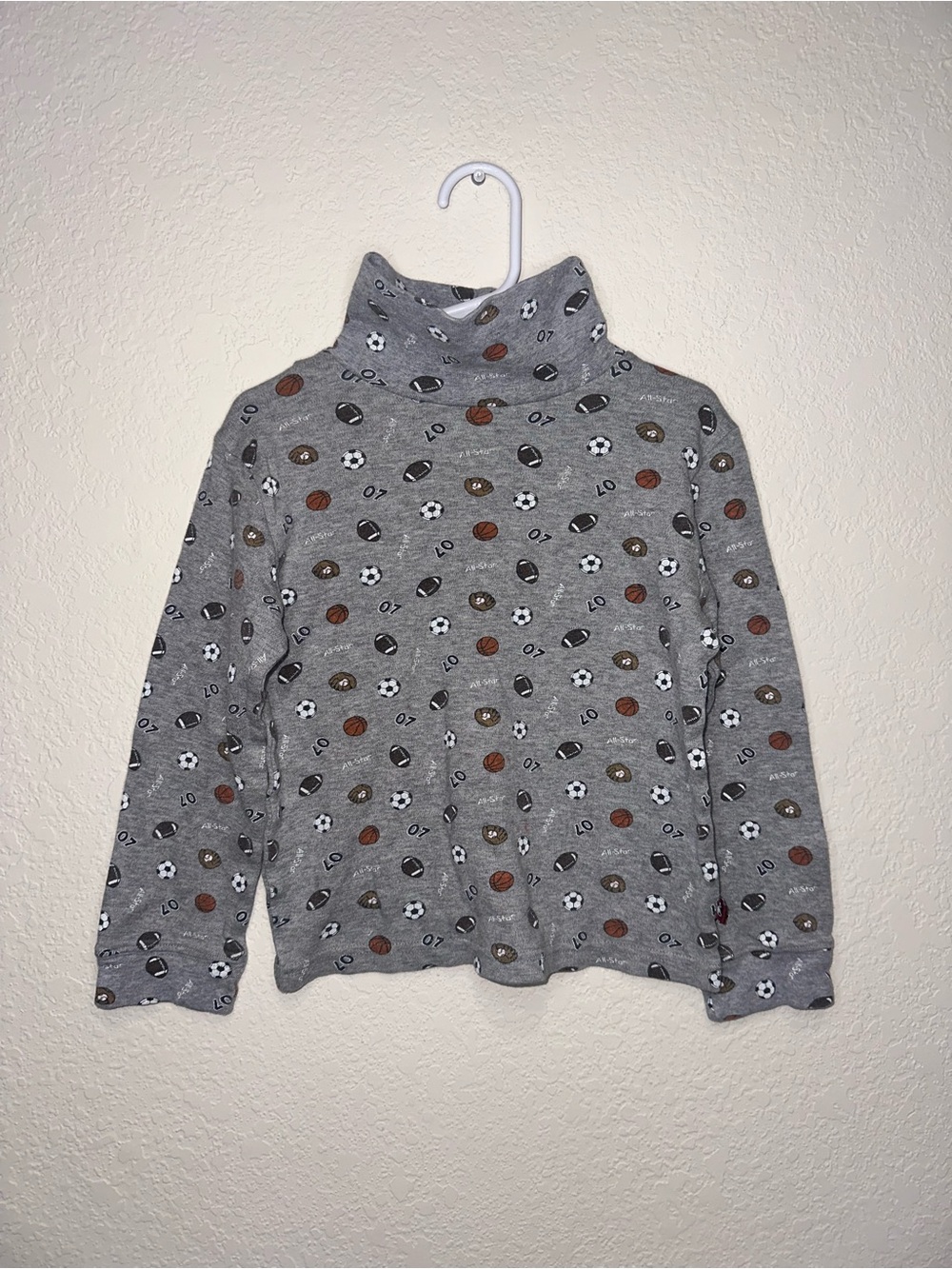 Y2K Sprockets Gray Turtleneck Sweatshirt All star Sports Print 5T 100% Cotton